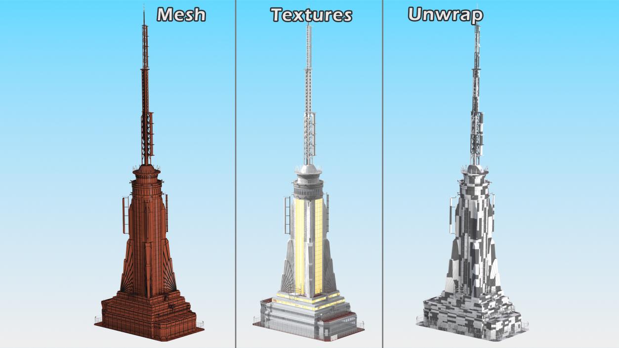 3D Empire State Building Spire Night Glow model