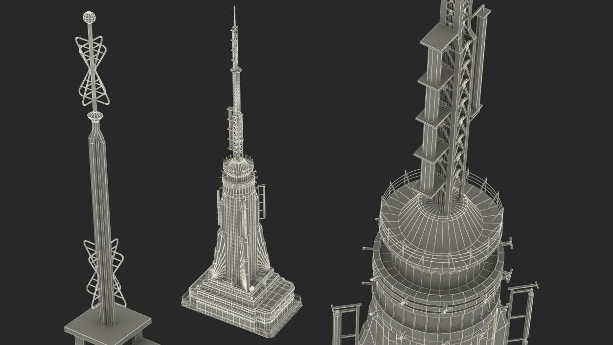 3D Empire State Building Spire Night Glow model