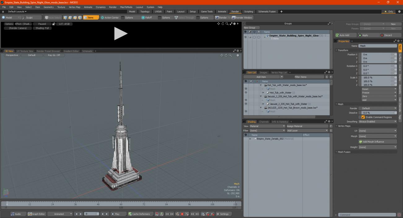 3D Empire State Building Spire Night Glow model