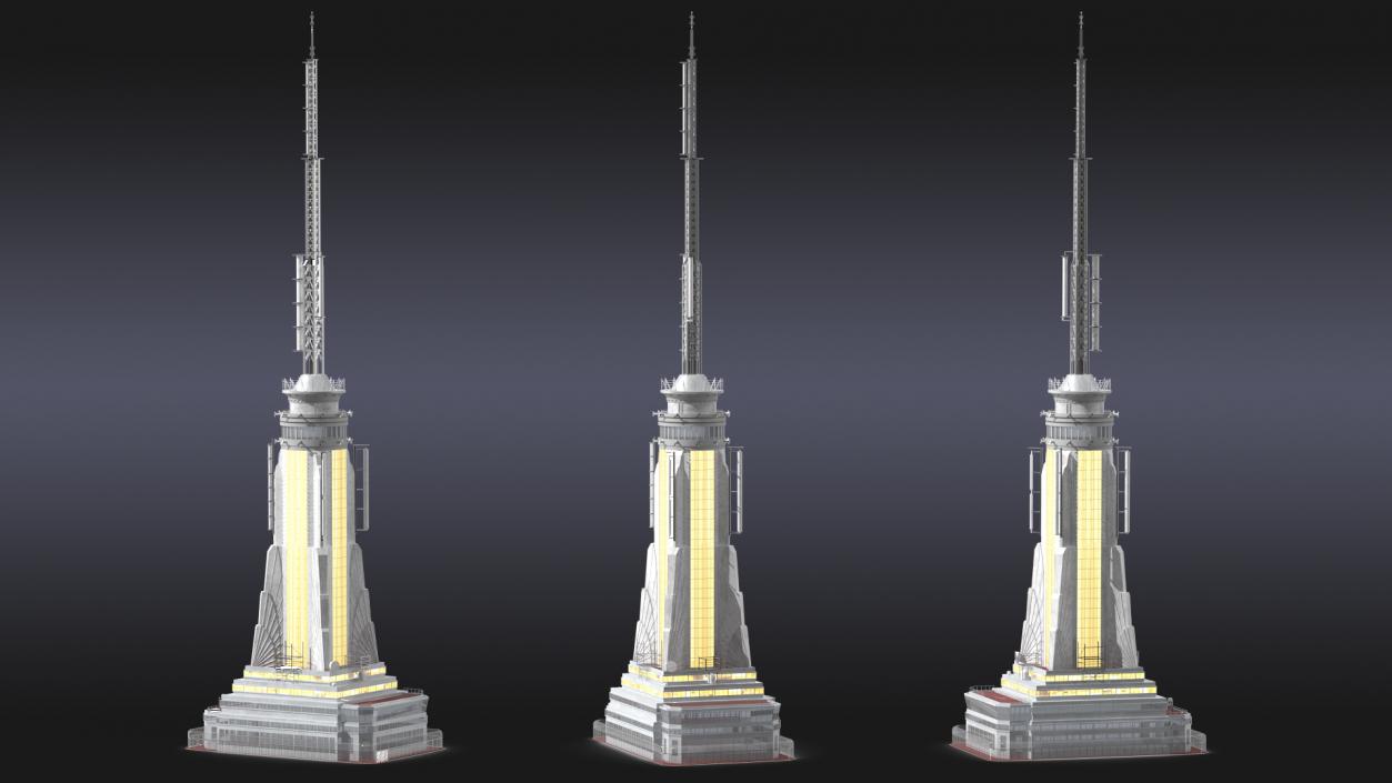 3D Empire State Building Spire Night Glow model