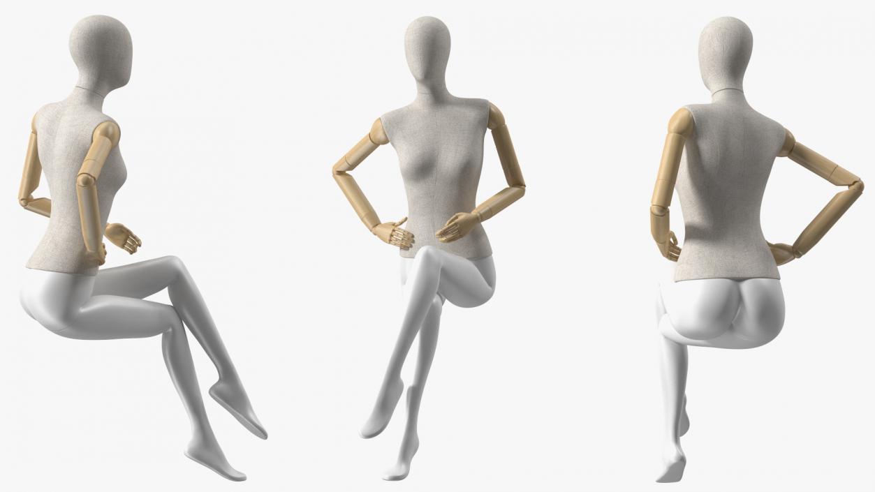 3D Flexible Female Mannequin Sitting Pose model