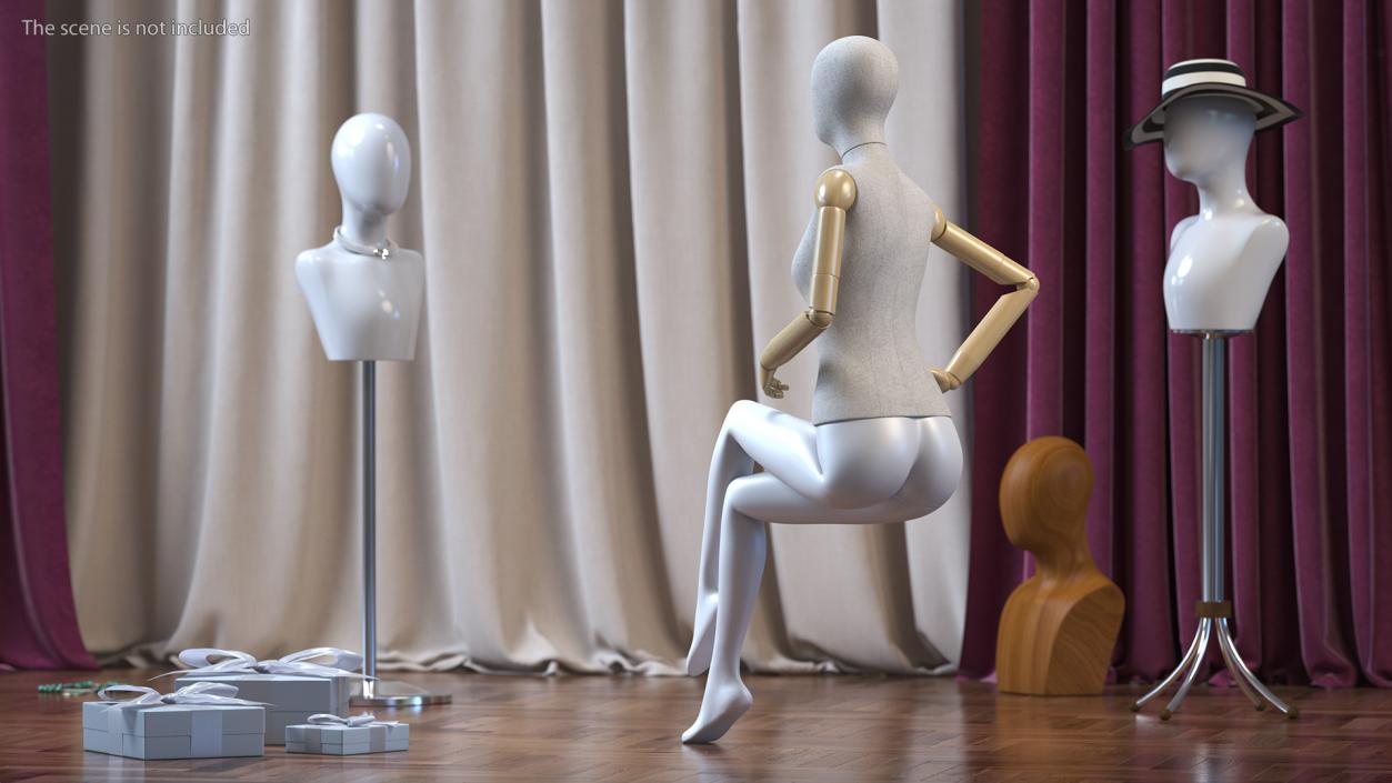 3D Flexible Female Mannequin Sitting Pose model