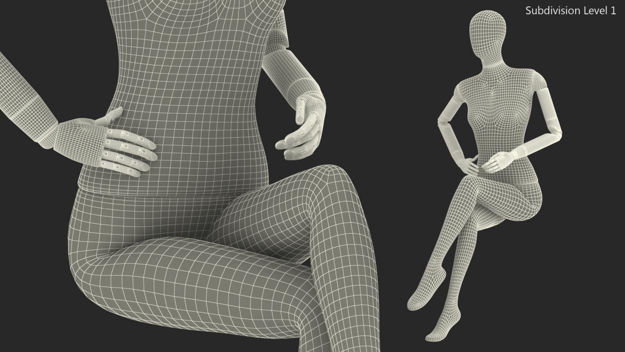 3D Flexible Female Mannequin Sitting Pose model