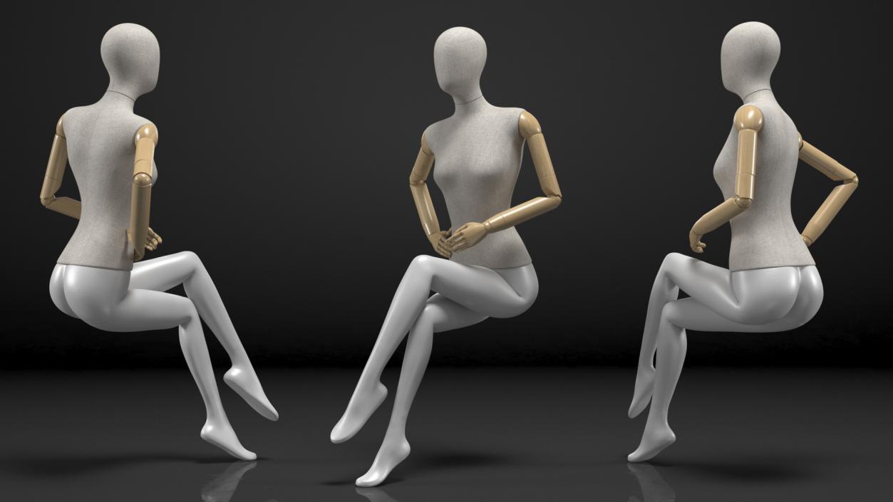 3D Flexible Female Mannequin Sitting Pose model