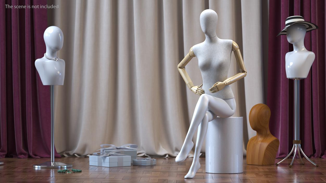 3D Flexible Female Mannequin Sitting Pose model