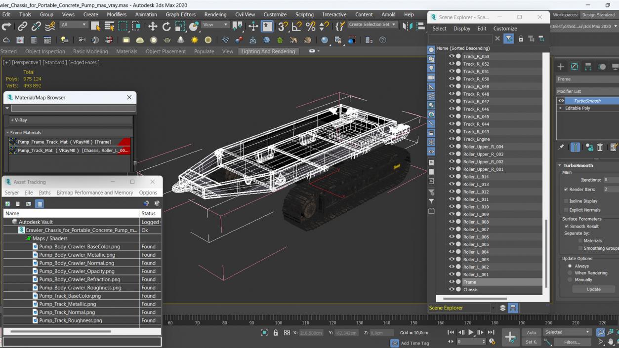 Crawler Chassis for Portable Concrete Pump 3D