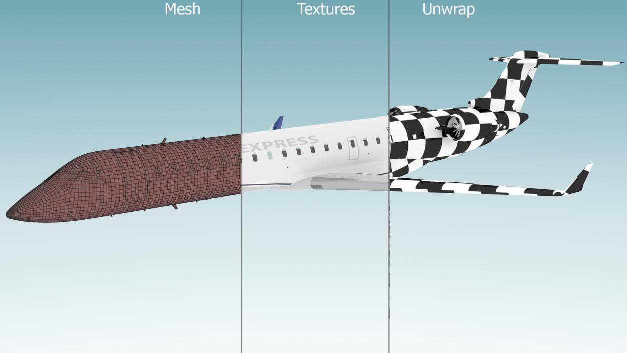 Bombardier CRJ550 Regional Jet United Express Flight 3D