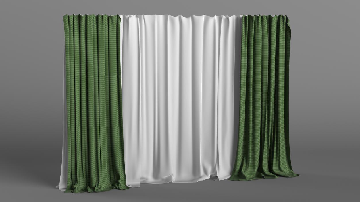 Elegant Curtains Green 3D