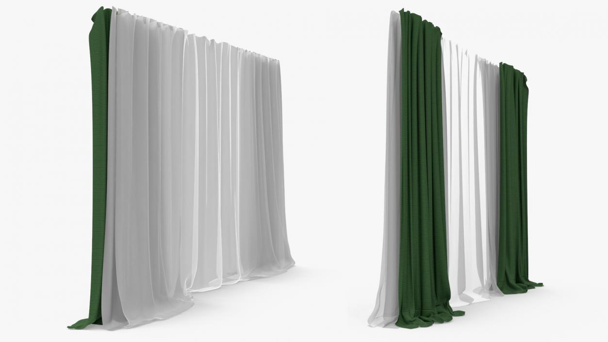 Elegant Curtains Green 3D