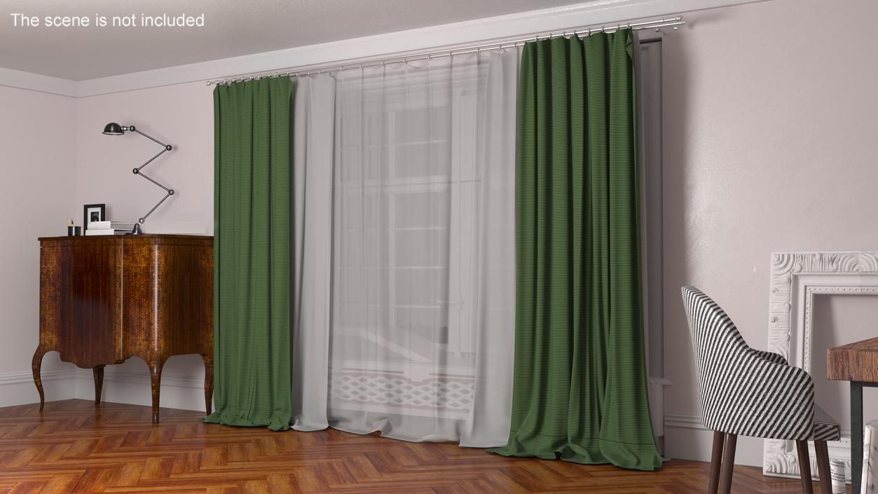 Elegant Curtains Green 3D