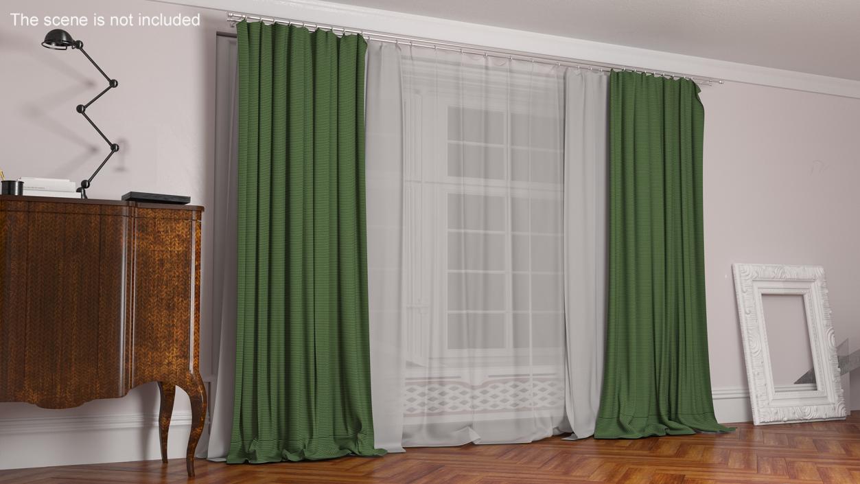 Elegant Curtains Green 3D