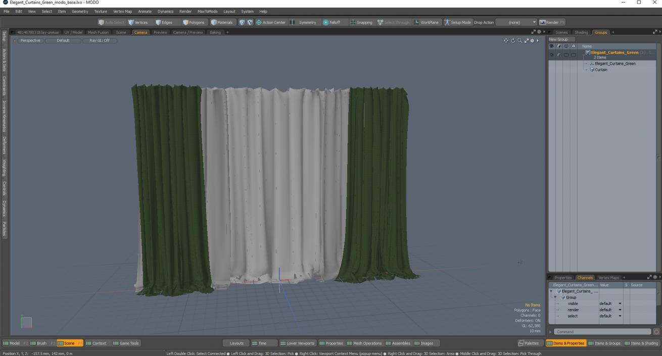 Elegant Curtains Green 3D