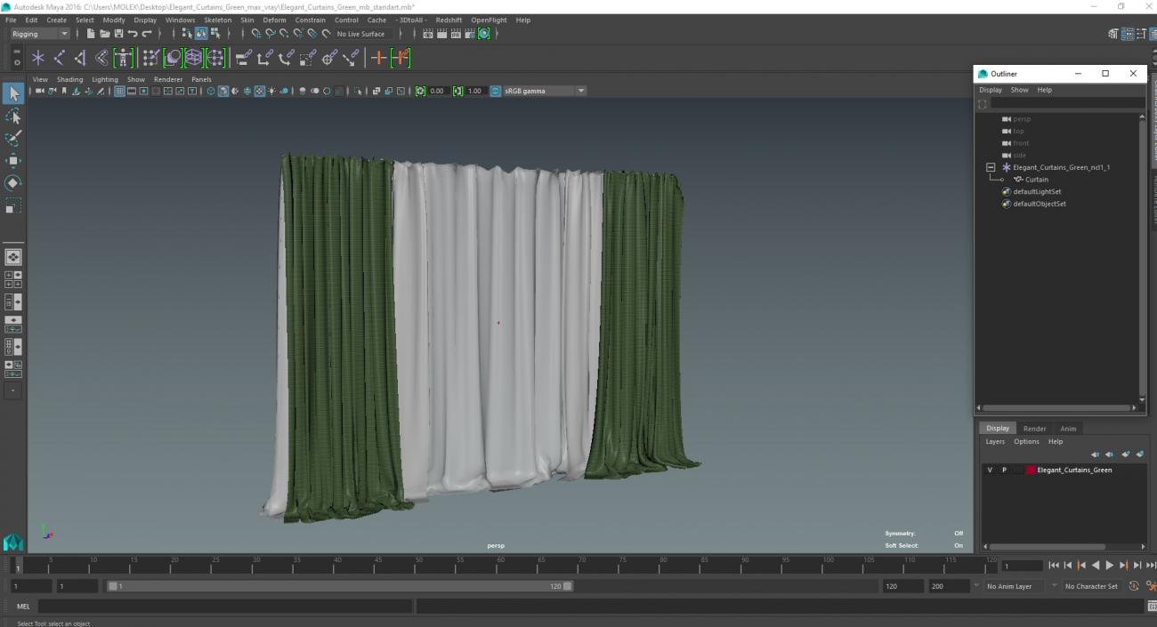 Elegant Curtains Green 3D