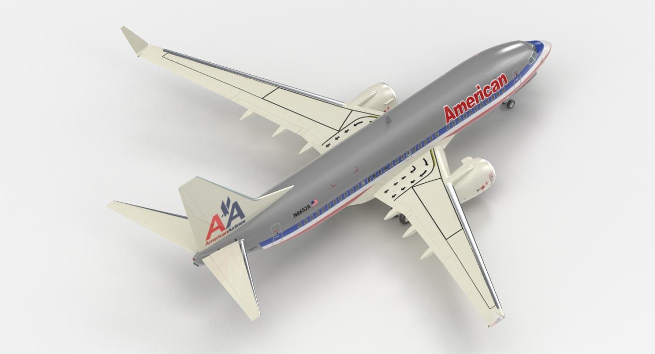 Boeing 737-700 American Airlines Rigged 3D model