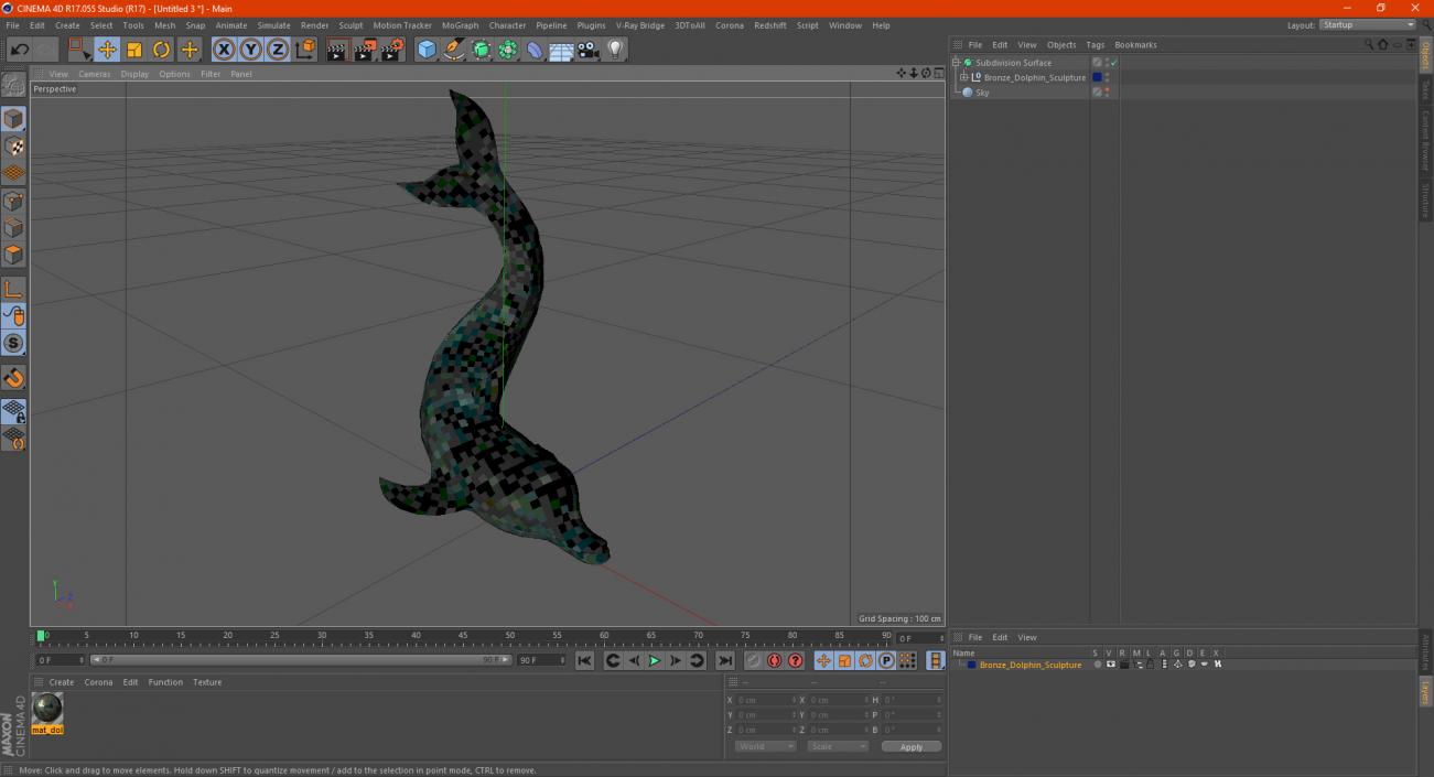 Bronze Dolphin Sculpture 3D model