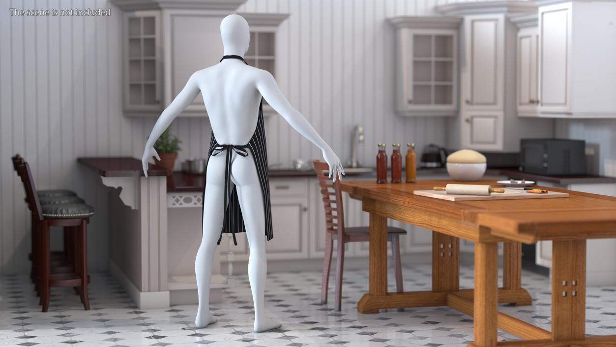 3D Men Cooking Apron Striped on Mannequin model