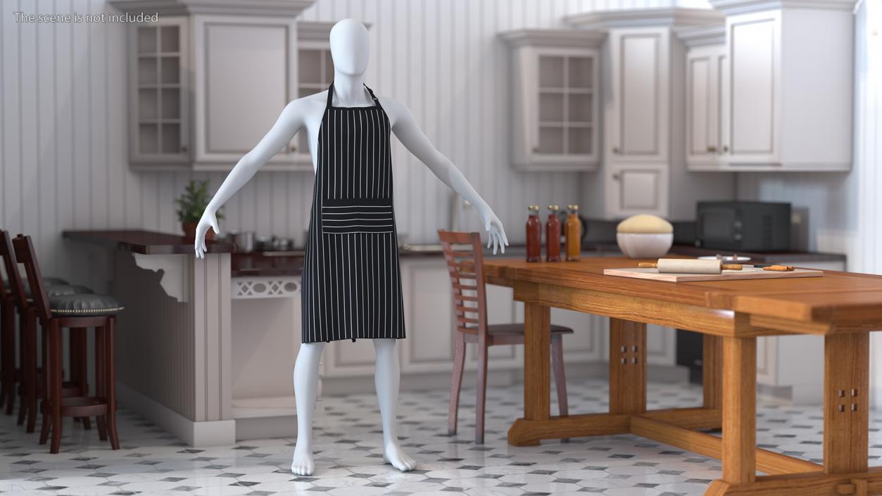 3D Men Cooking Apron Striped on Mannequin model