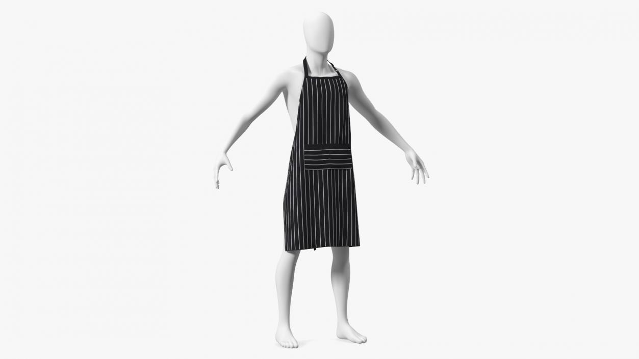 3D Men Cooking Apron Striped on Mannequin model