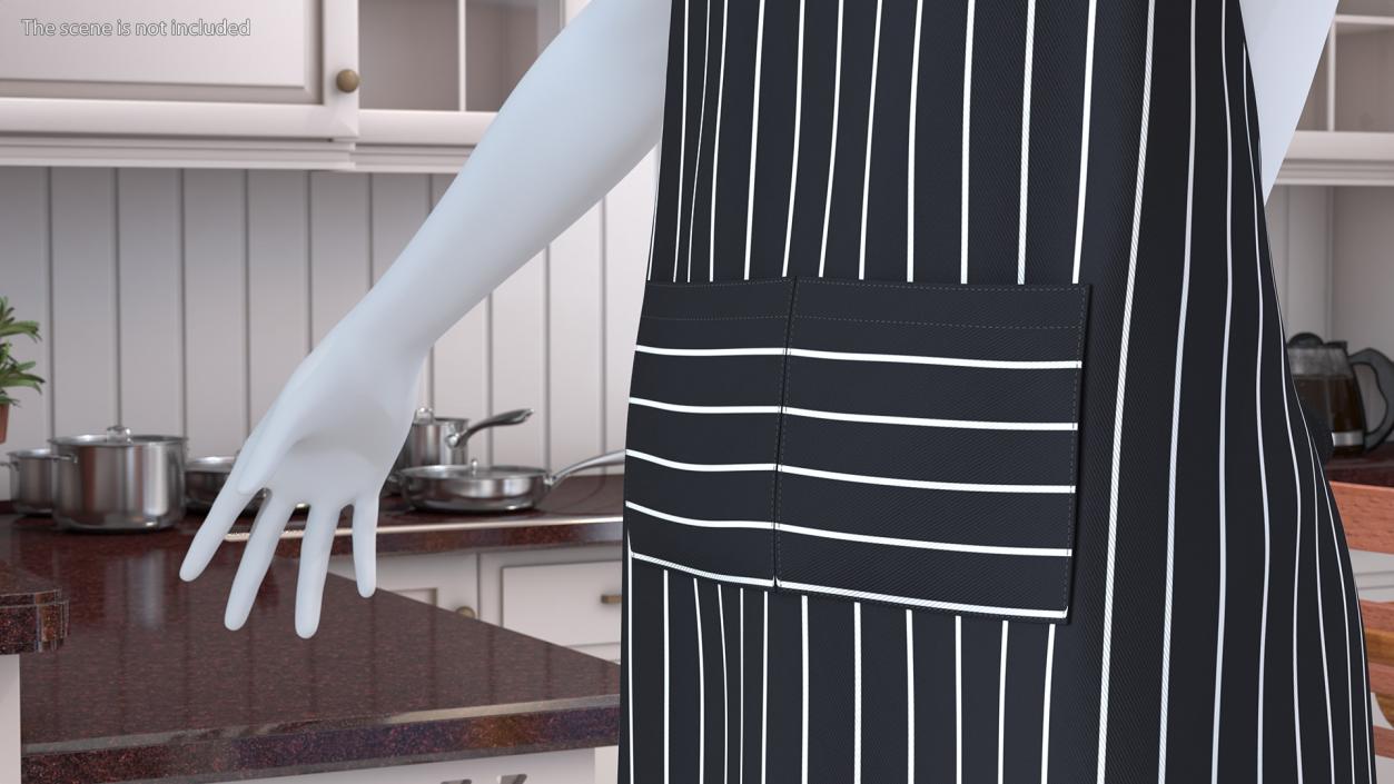 3D Men Cooking Apron Striped on Mannequin model