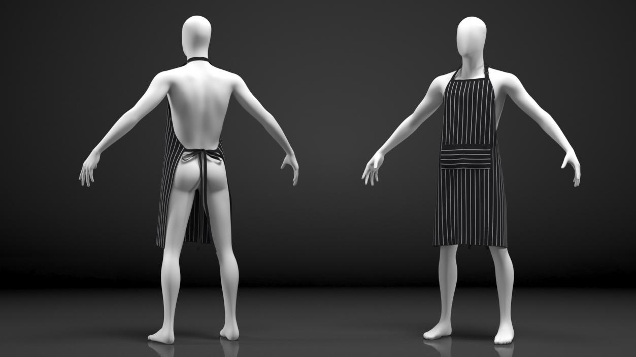 3D Men Cooking Apron Striped on Mannequin model