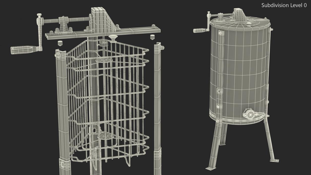 Hardin Professional 3 Frame Manual Honey Extractor Rigged 3D