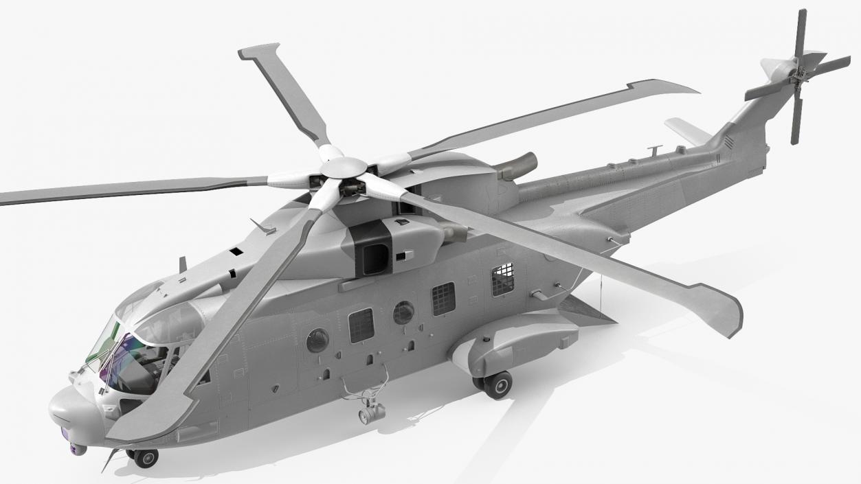 3D Multipurpose Medium Transport Helicopter Rigged for Maya