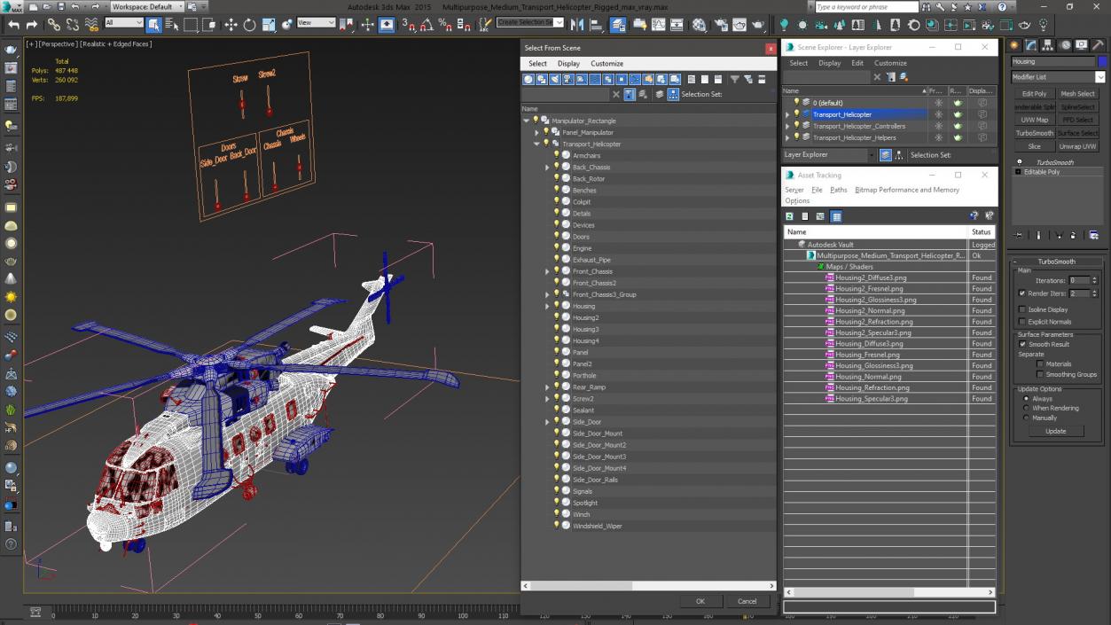 3D Multipurpose Medium Transport Helicopter Rigged for Maya