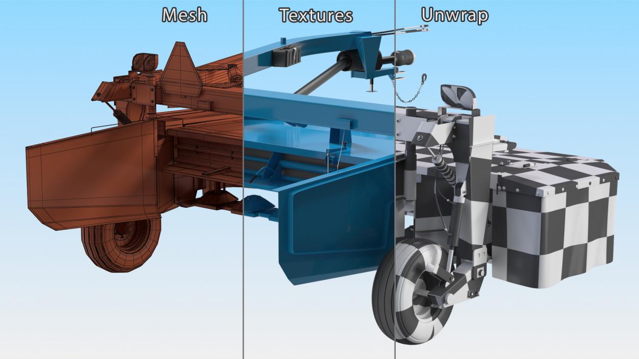 3D model Side Pull Disc Mower Conditioners Rigged