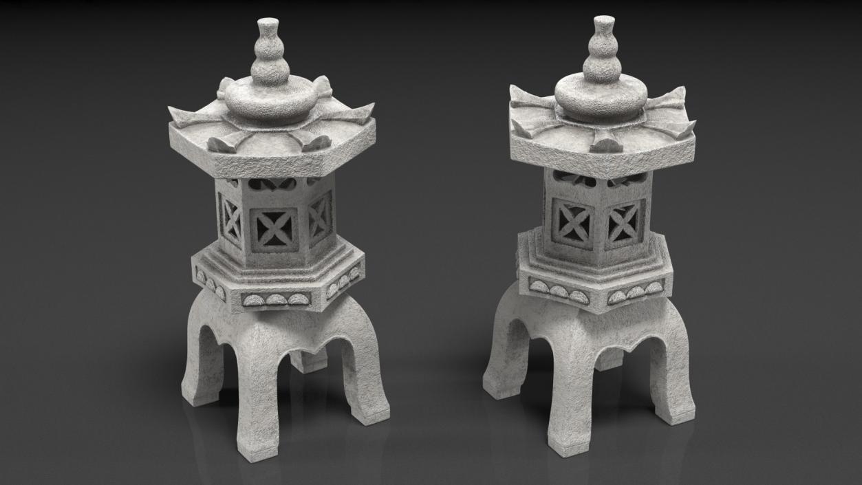 Pagoda Lantern Garden Statue White 3D model