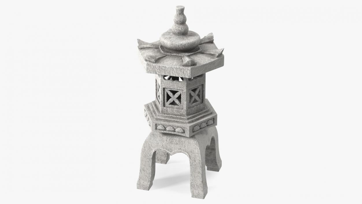 Pagoda Lantern Garden Statue White 3D model