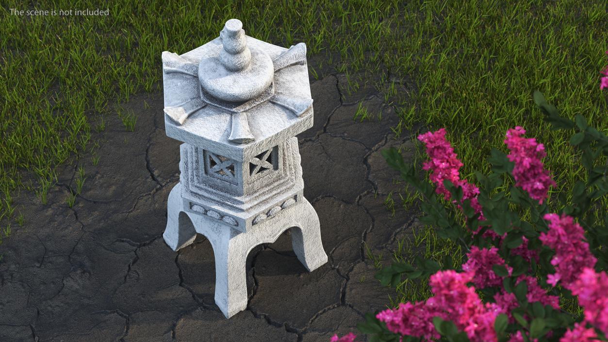 Pagoda Lantern Garden Statue White 3D model