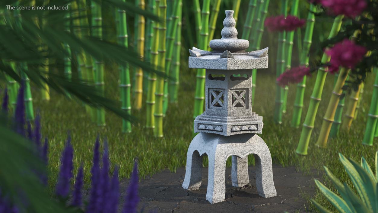 Pagoda Lantern Garden Statue White 3D model