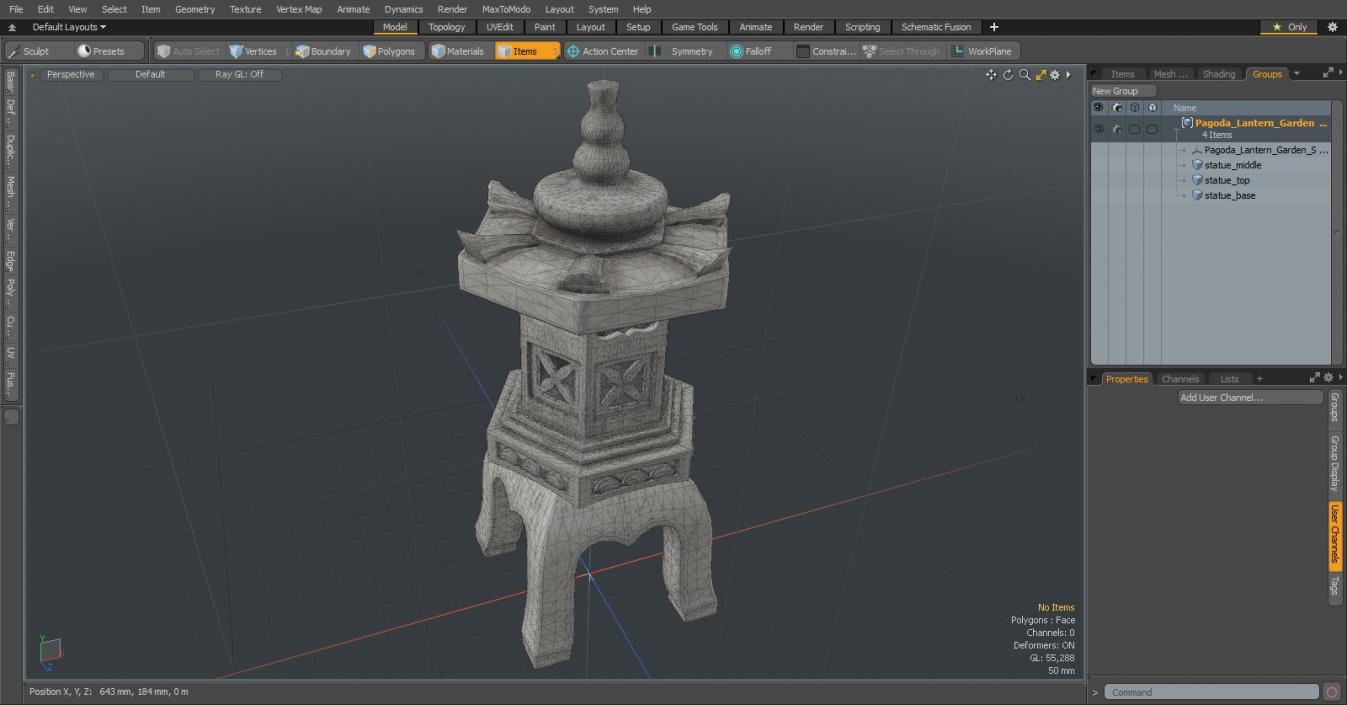 Pagoda Lantern Garden Statue White 3D model