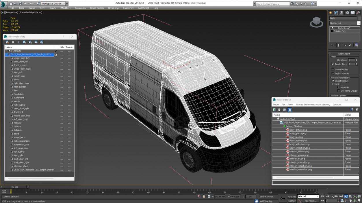 3D 2022 RAM Promaster 159 Simple Interior model