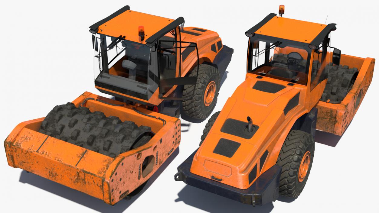 3D model Single Drum Compactor Vehicle Dirty