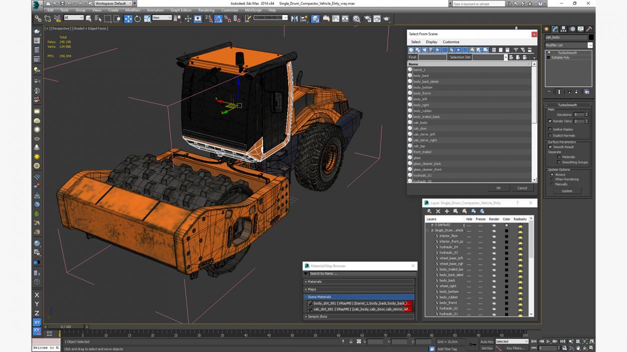 3D model Single Drum Compactor Vehicle Dirty