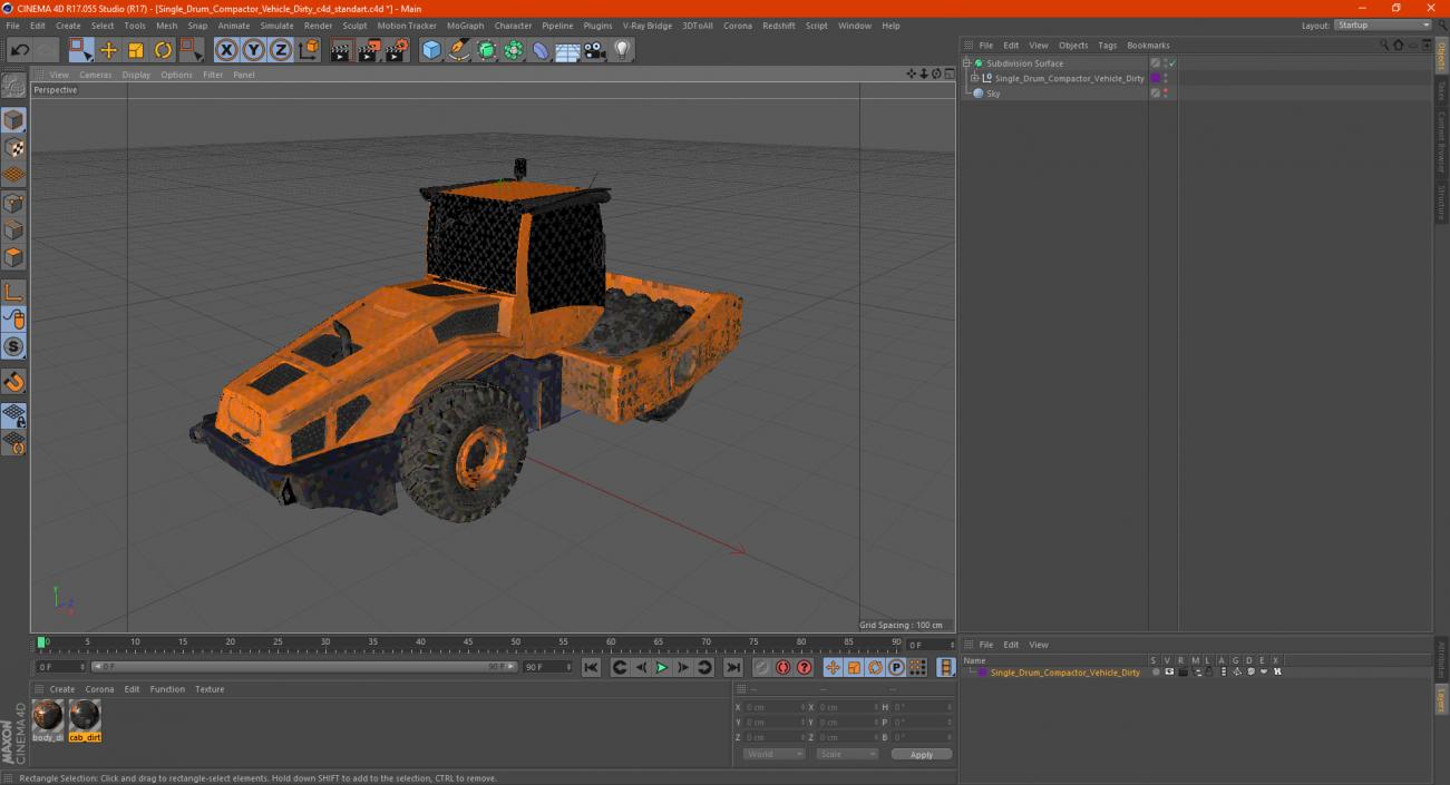 3D model Single Drum Compactor Vehicle Dirty