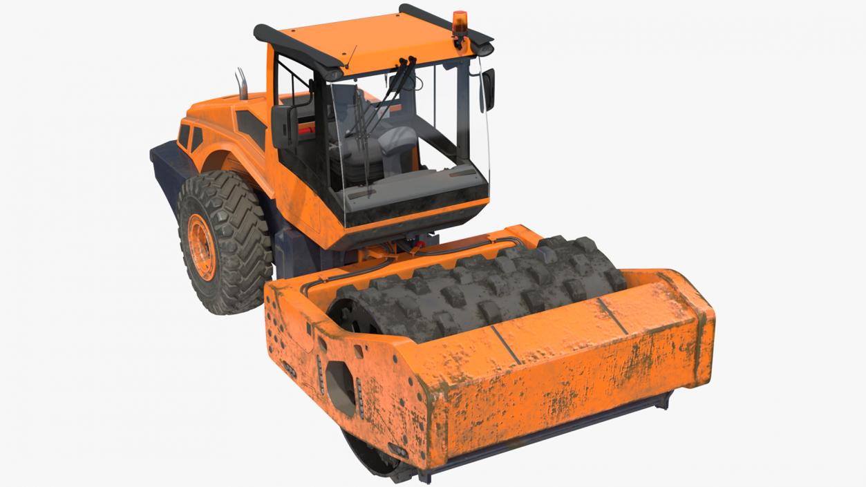 3D model Single Drum Compactor Vehicle Dirty