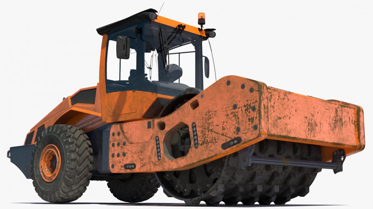 3D model Single Drum Compactor Vehicle Dirty