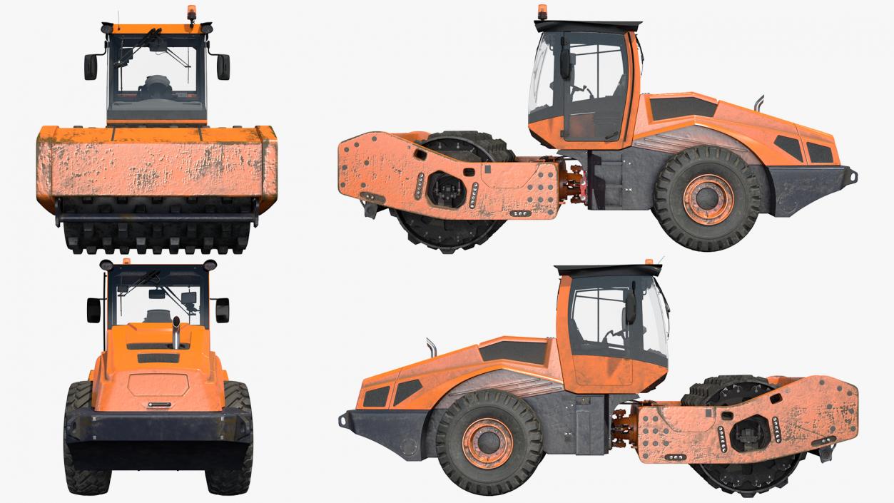 3D model Single Drum Compactor Vehicle Dirty