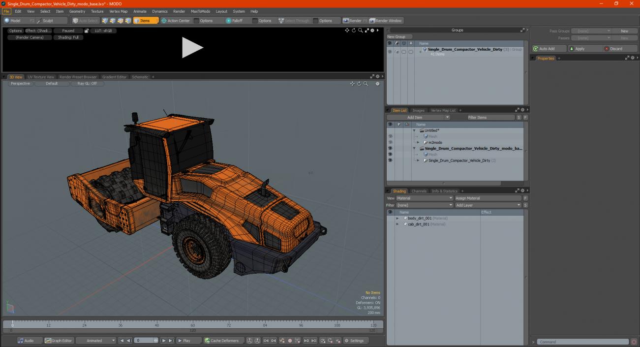 3D model Single Drum Compactor Vehicle Dirty