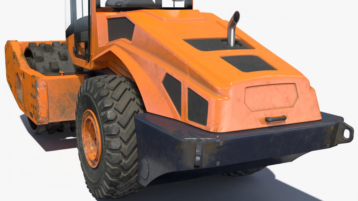 3D model Single Drum Compactor Vehicle Dirty