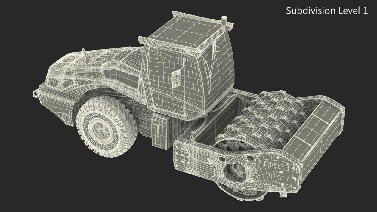 3D model Single Drum Compactor Vehicle Dirty