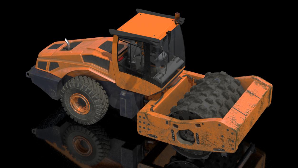 3D model Single Drum Compactor Vehicle Dirty