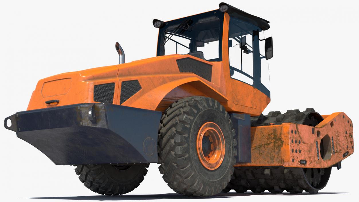 3D model Single Drum Compactor Vehicle Dirty