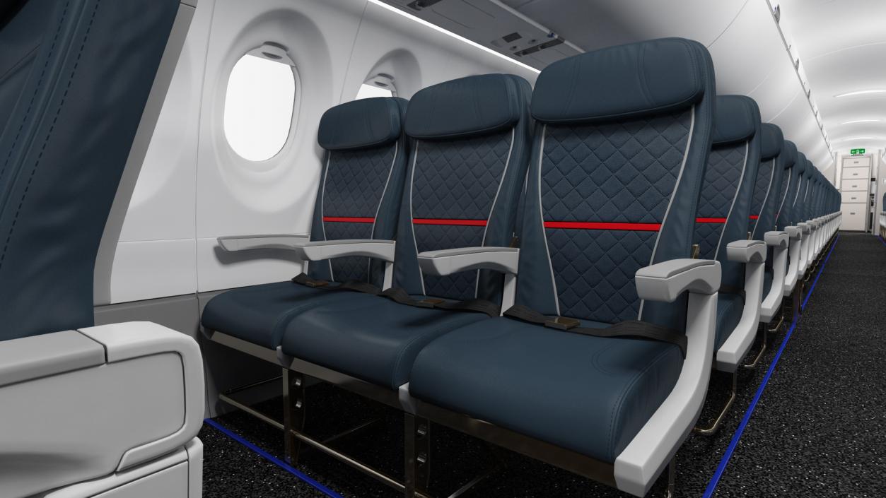 3D model Airbus A220 300 Detailed Interior Rigged