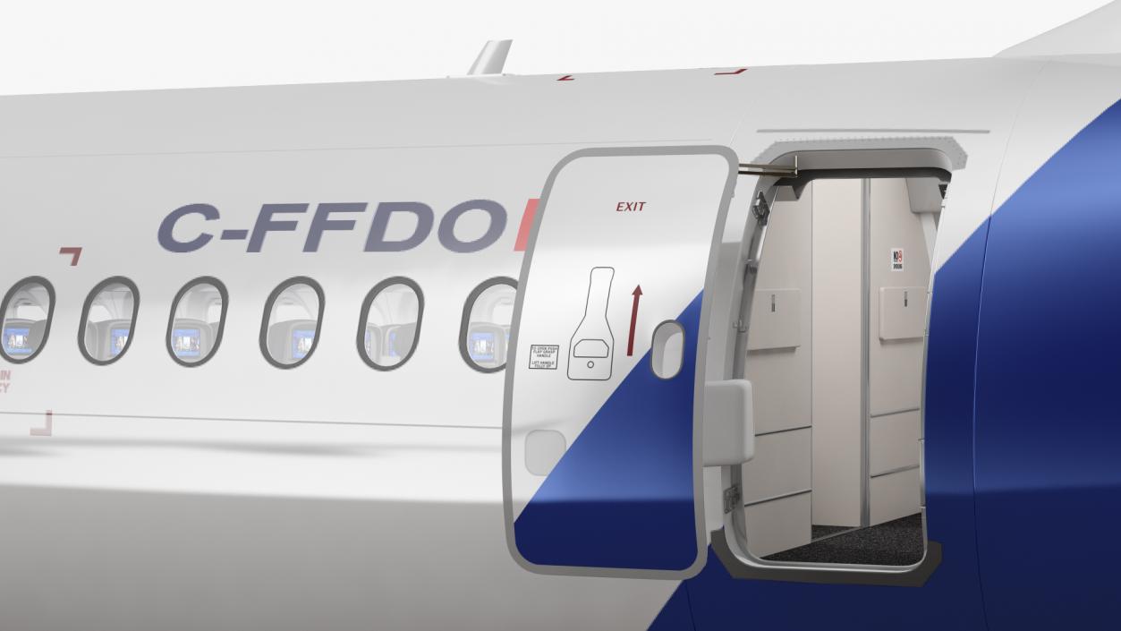 3D model Airbus A220 300 Detailed Interior Rigged