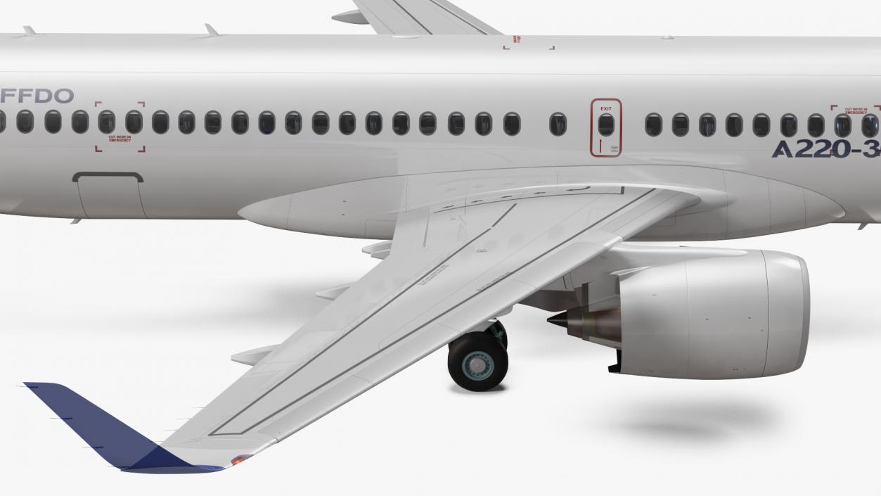 3D model Airbus A220 300 Detailed Interior Rigged