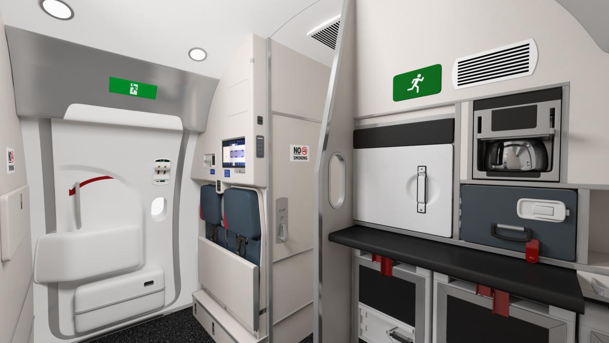 3D model Airbus A220 300 Detailed Interior Rigged