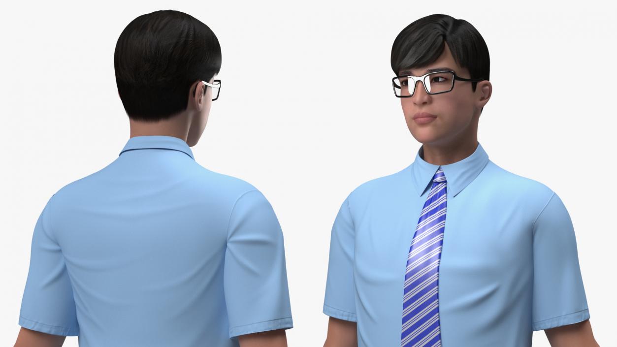 Chinese Schoolboy Rigged 3D model